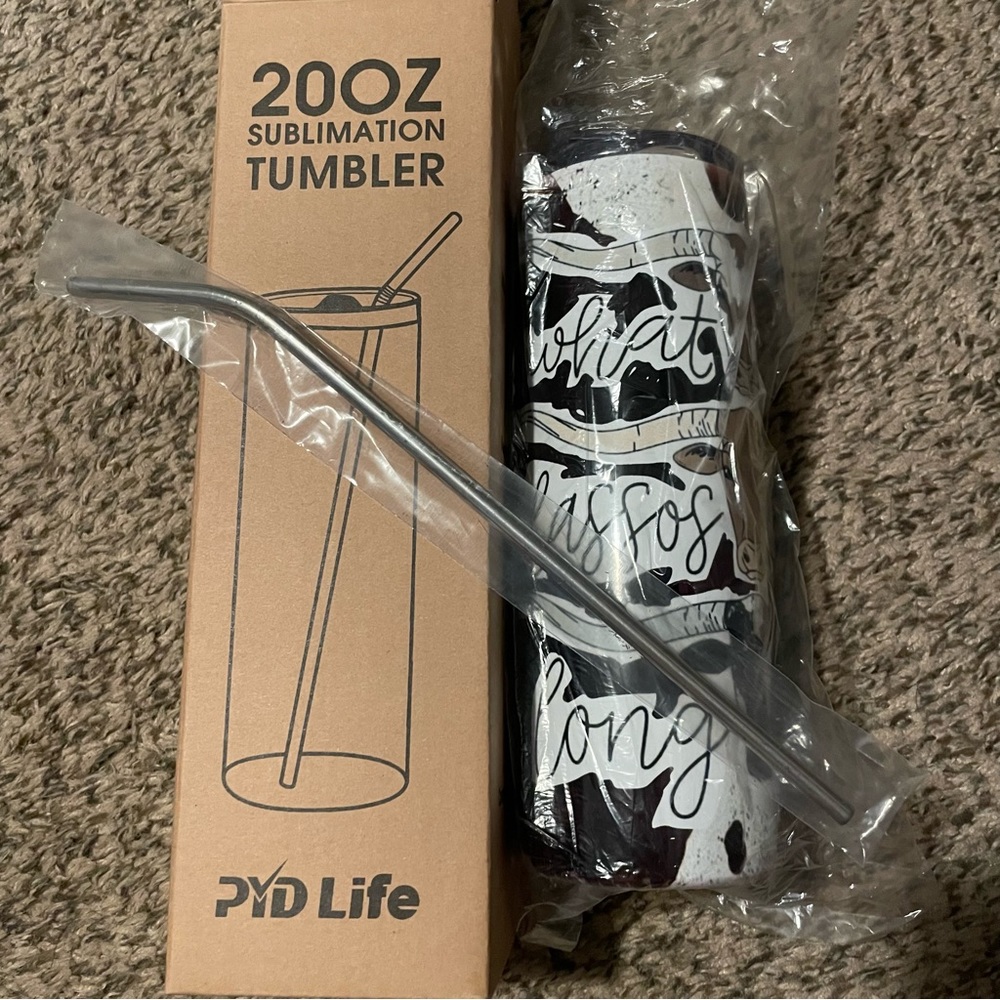 New Longhorn 20oz Skinny Tumbler With Straw